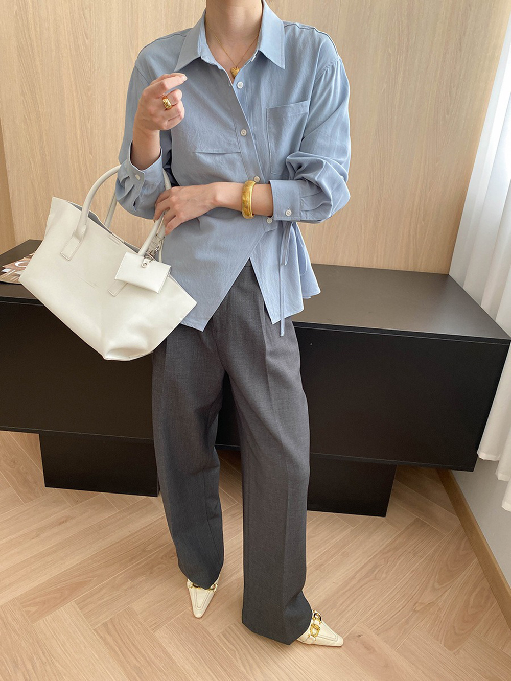 天絲綁帶收腰設計襯衫,evaviva,4N-ZA09173,天絲綁帶收腰設計襯衫,周新品優惠,NEWARRIVAL