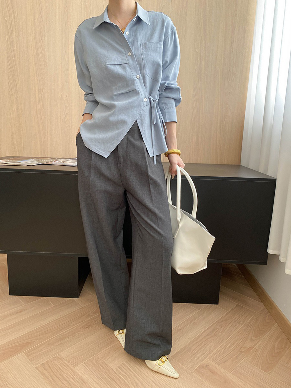 天絲綁帶收腰設計襯衫,evaviva,4N-ZA09173,天絲綁帶收腰設計襯衫,周新品優惠,NEWARRIVAL