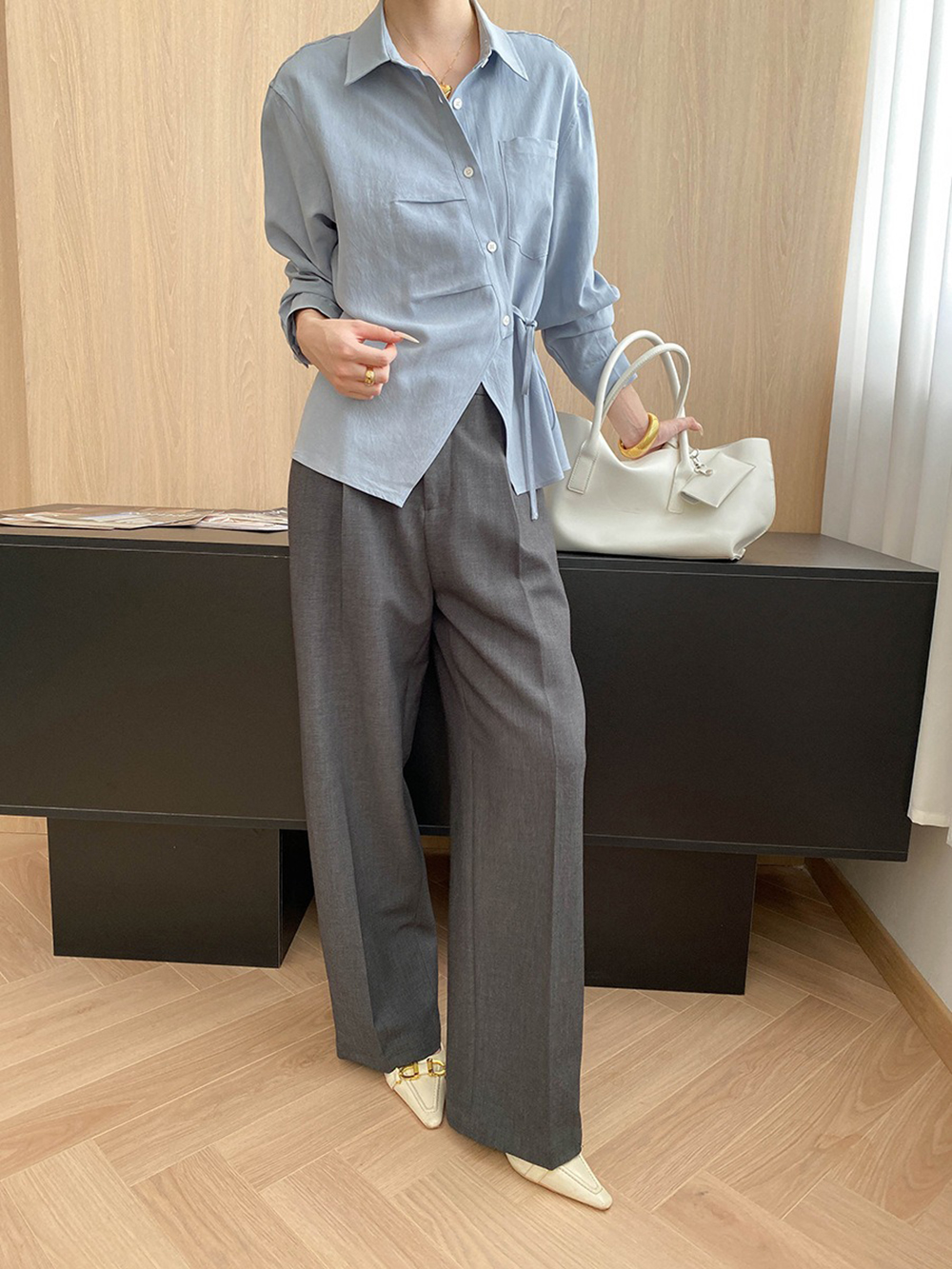 天絲綁帶收腰設計襯衫,evaviva,4N-ZA09173,天絲綁帶收腰設計襯衫,周新品優惠,NEWARRIVAL