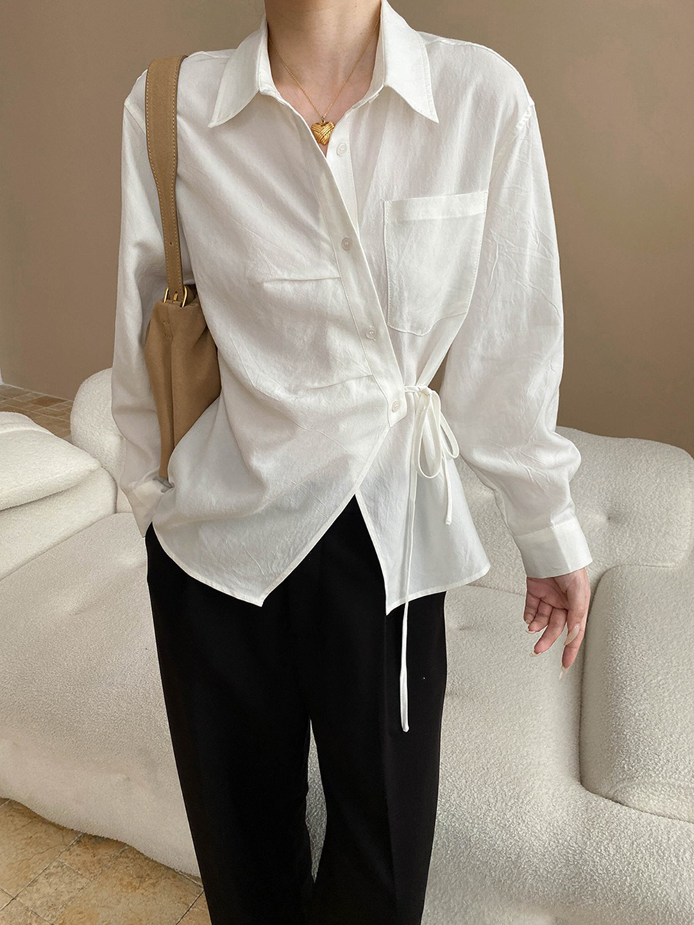 天絲綁帶收腰設計襯衫,evaviva,4N-ZA09173,天絲綁帶收腰設計襯衫,周新品優惠,NEWARRIVAL