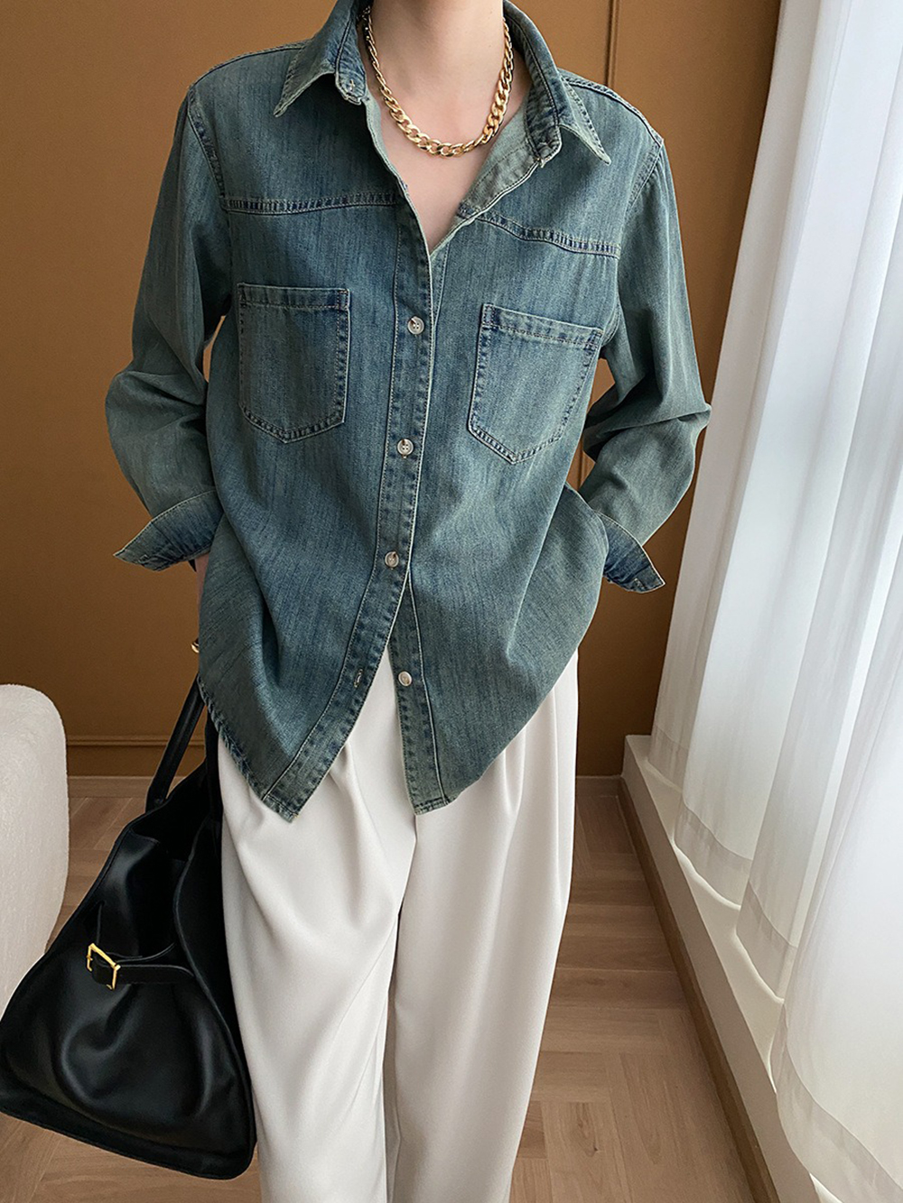 經典復古水洗牛仔襯衫,evaviva,4N-ZA09177,經典復古水洗牛仔襯衫,周新品優惠,NEWARRIVAL