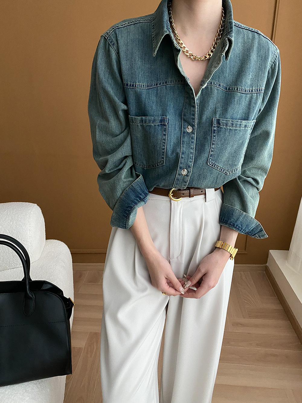 經典復古水洗牛仔襯衫,evaviva,4N-ZA09177,經典復古水洗牛仔襯衫,周新品優惠,NEWARRIVAL