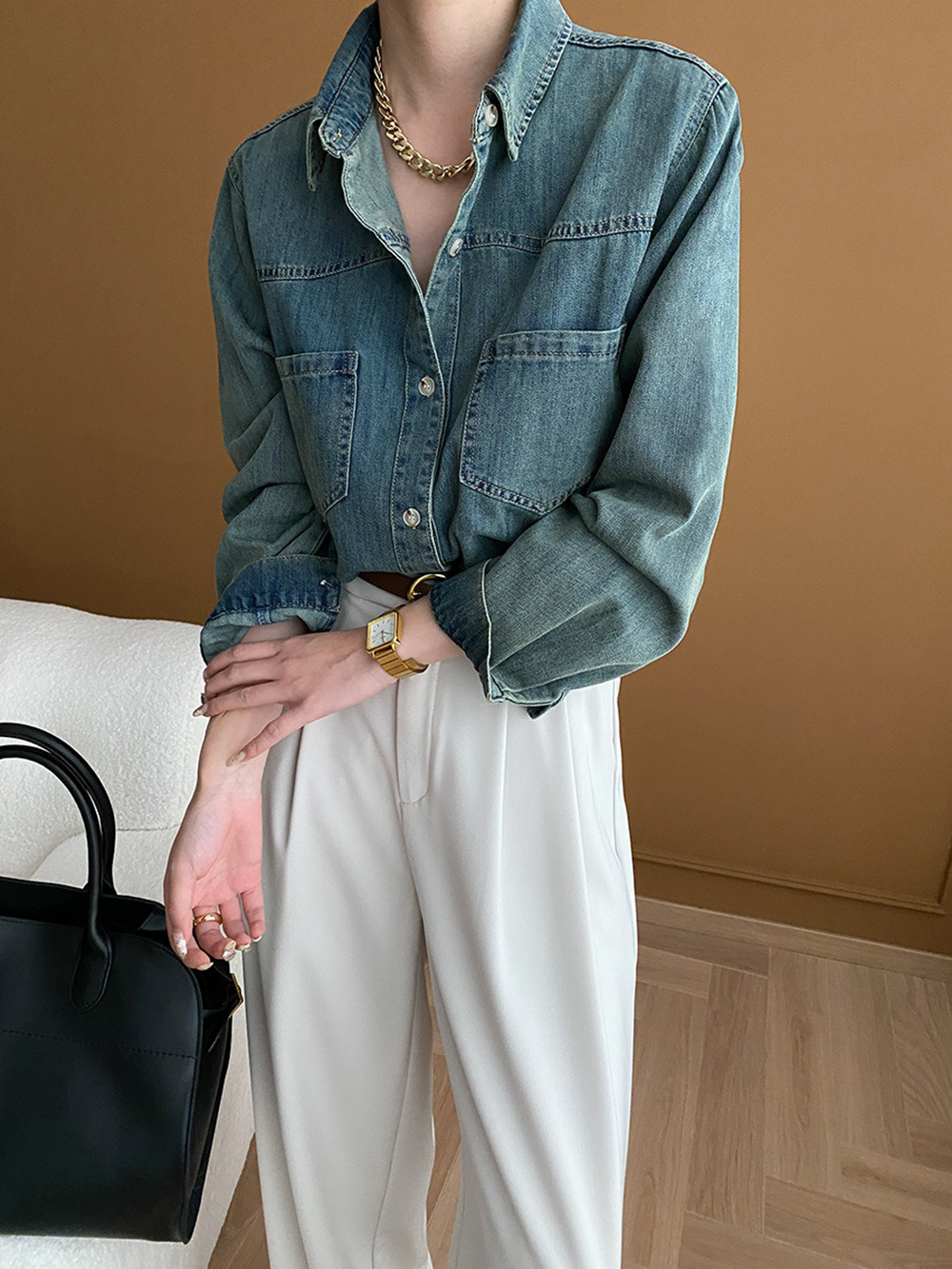 經典復古水洗牛仔襯衫,evaviva,4N-ZA09177,經典復古水洗牛仔襯衫,周新品優惠,NEWARRIVAL