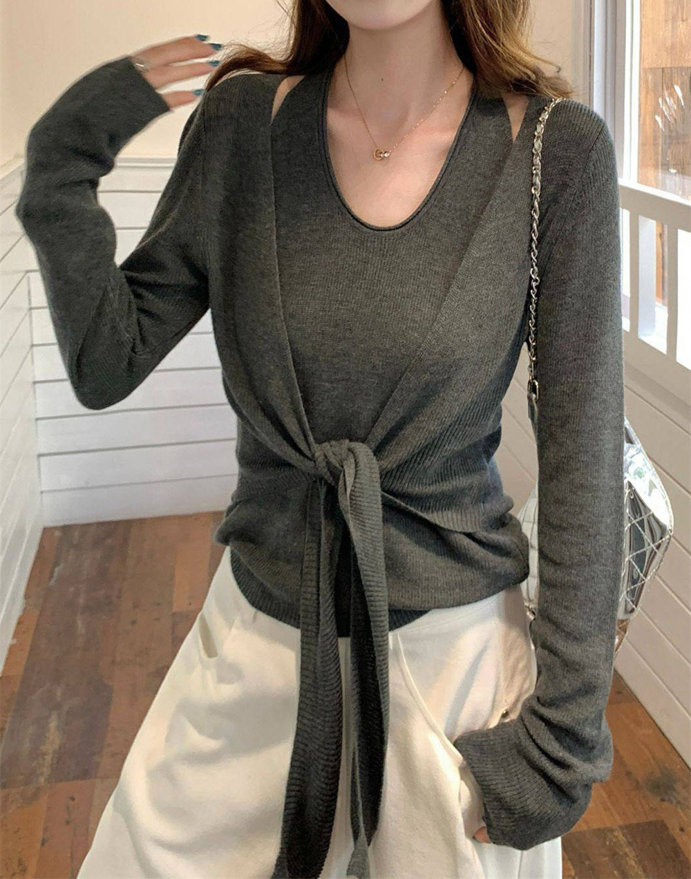 掛脖綁帶假兩件上衣,evaviva,8C-GE7405,掛脖綁帶假兩件上衣,周新品優惠,NEWARRIVAL