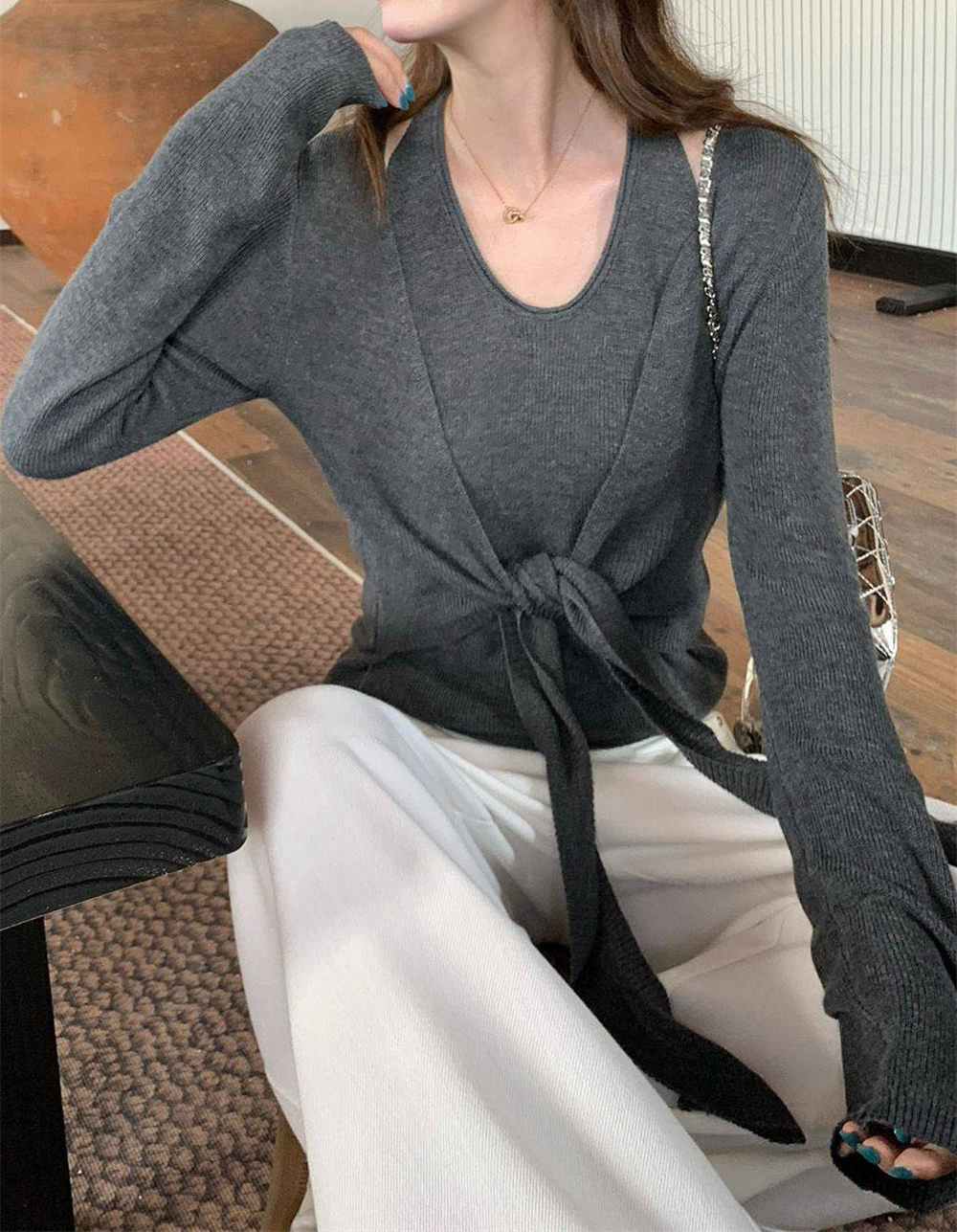 掛脖綁帶假兩件上衣,evaviva,8C-GE7405,掛脖綁帶假兩件上衣,周新品優惠,NEWARRIVAL