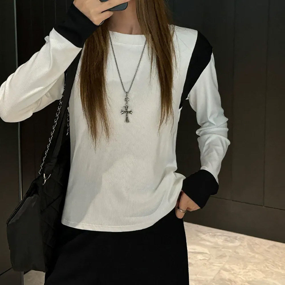 撞色設計感圓領上衣,evaviva,8C-GR7410,撞色設計感圓領上衣,周新品優惠,NEWARRIVAL