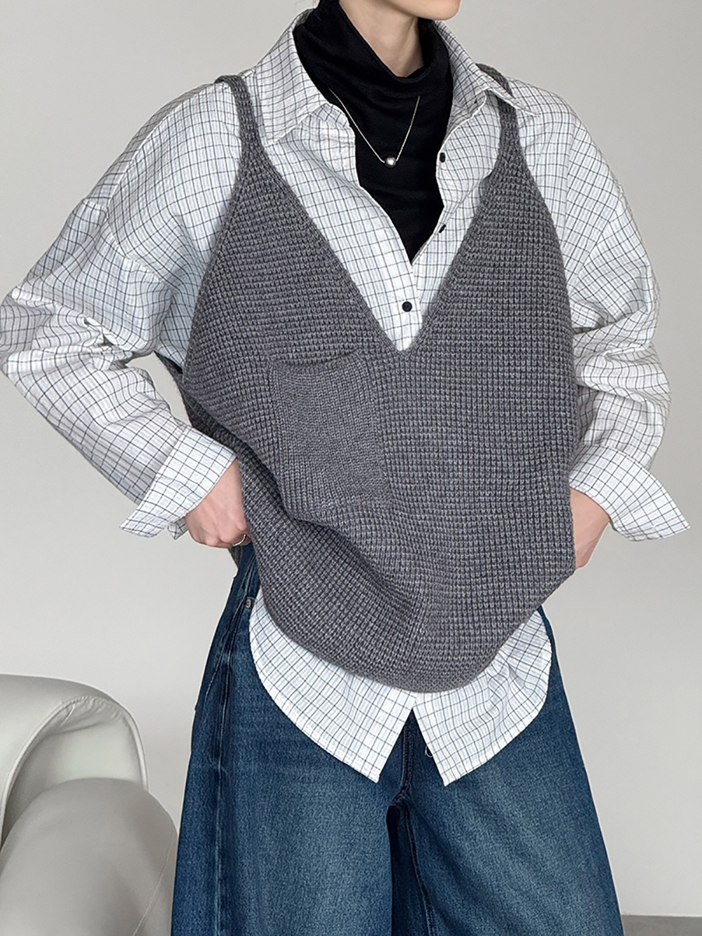 大V領口編織感背心,evaviva,8C-GW7415,大V領口編織感背心,領500,999免運