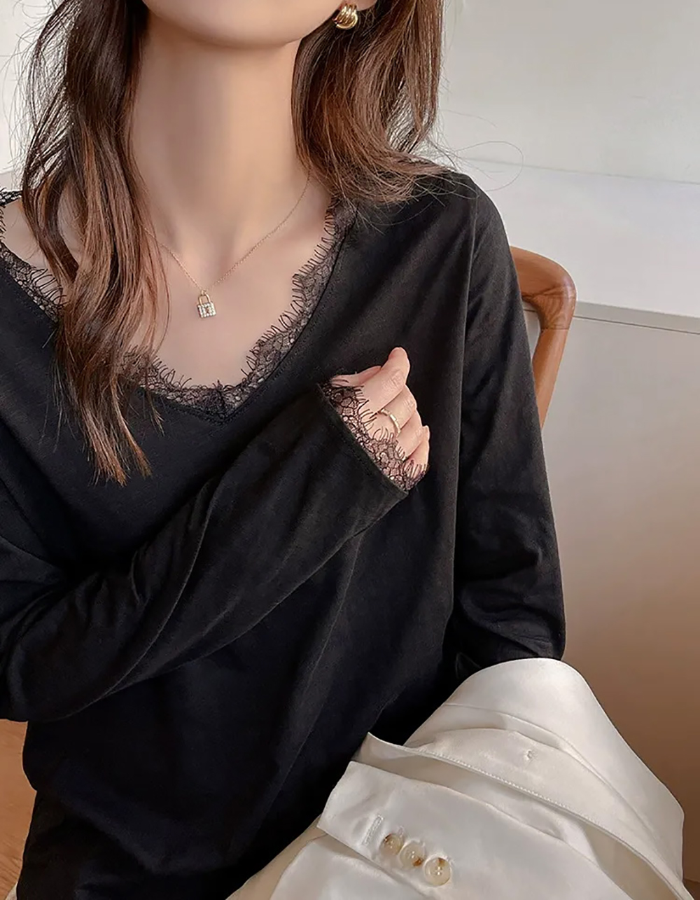 蕾絲花邊V領上衣,evaviva,8C-GX7418,蕾絲花邊V領上衣,周新品優惠,NEWARRIVAL