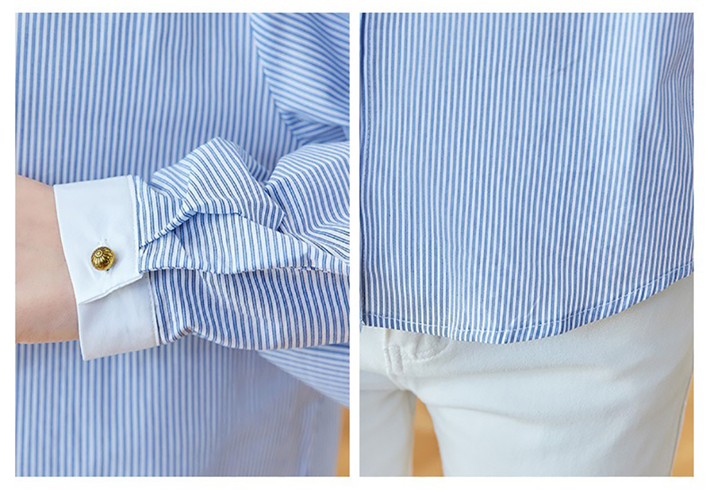 氣質藍條紋圓領襯衫,evaviva,8C-HV7408,氣質藍條紋圓領襯衫,周新品優惠,NEWARRIVAL