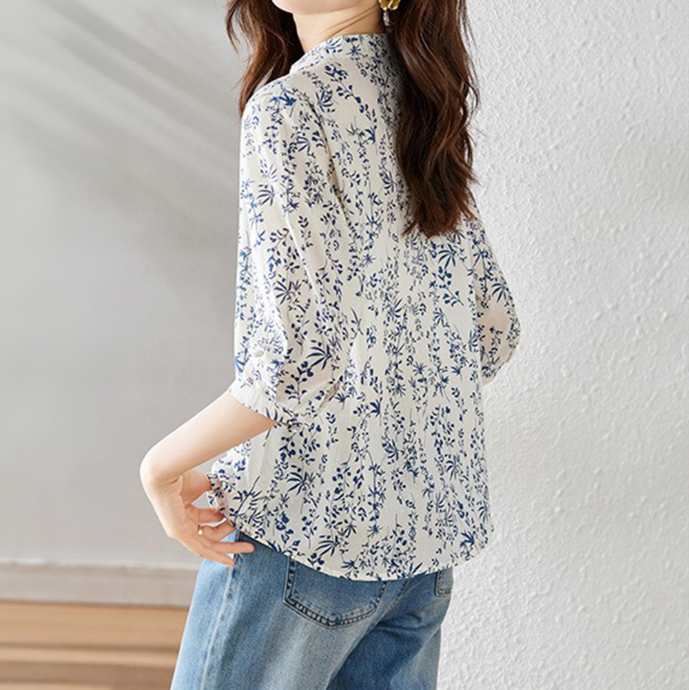 別緻小碎花七分袖襯衫,evaviva,8C-HV7409,別緻小碎花七分袖襯衫,領500,999免運