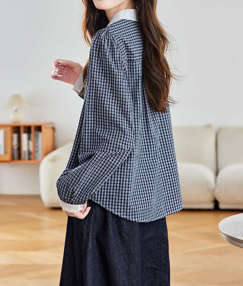 寬鬆撞色格子長袖襯衫,evaviva,8C-HV7411,寬鬆撞色格子長袖襯衫,周新品優惠,NEWARRIVAL