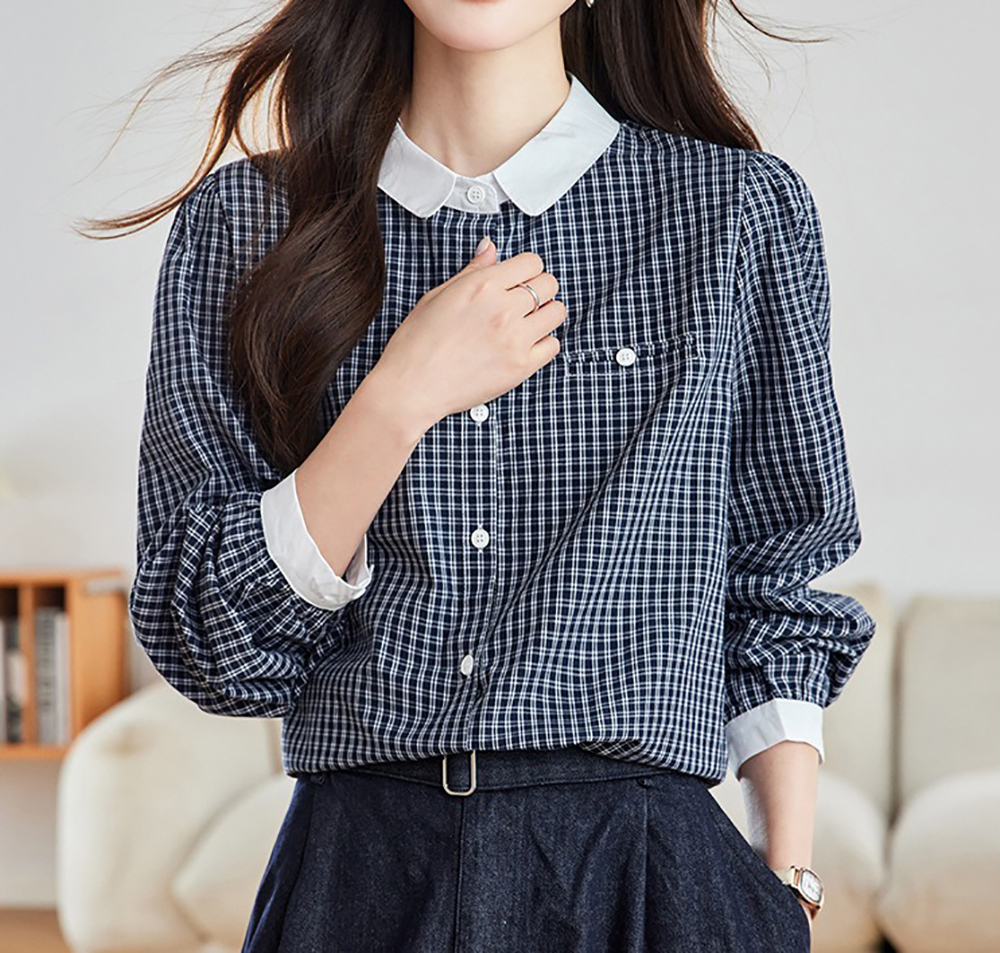 寬鬆撞色格子長袖襯衫,evaviva,8C-HV7411,寬鬆撞色格子長袖襯衫,周新品優惠,NEWARRIVAL