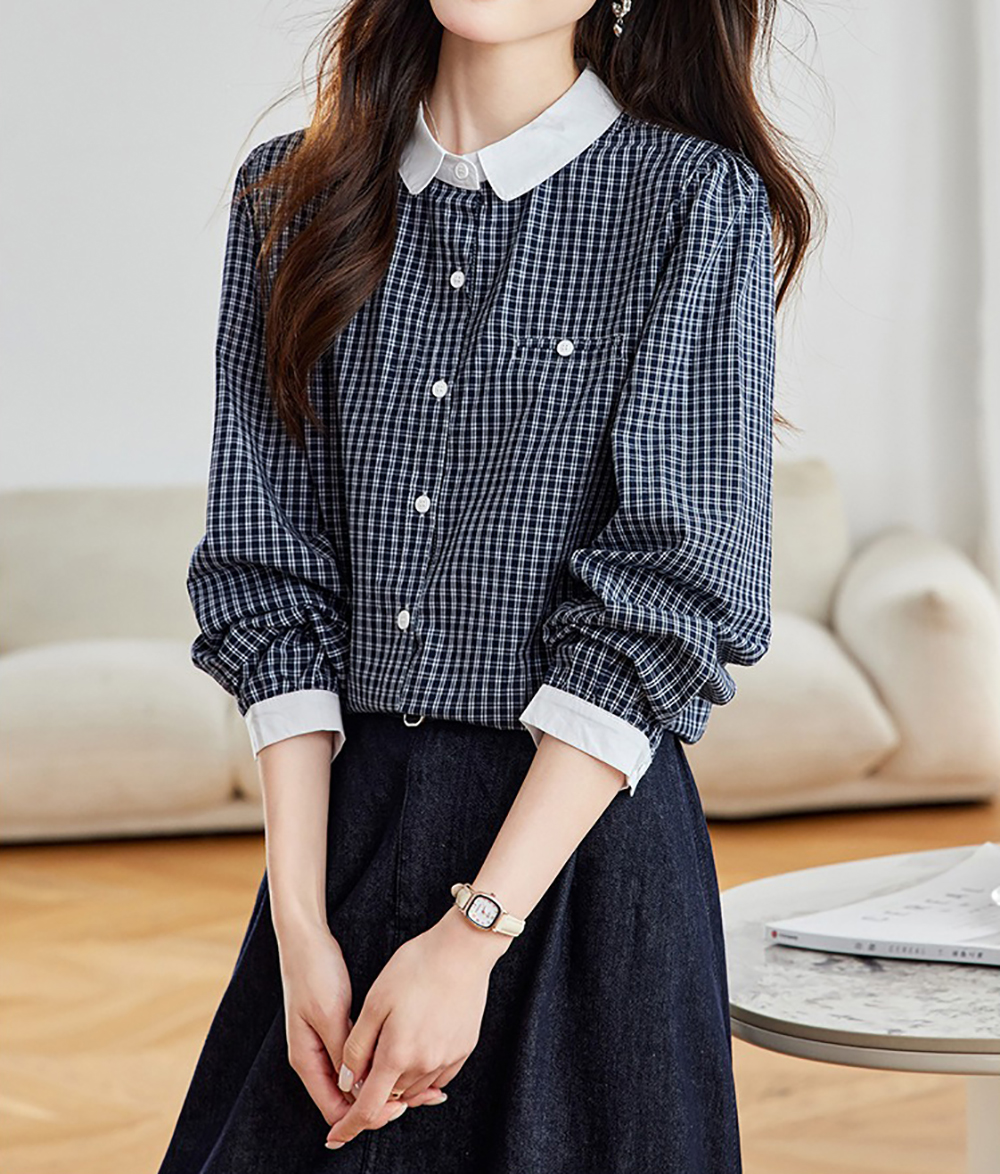 寬鬆撞色格子長袖襯衫,evaviva,8C-HV7411,寬鬆撞色格子長袖襯衫,周新品優惠,NEWARRIVAL