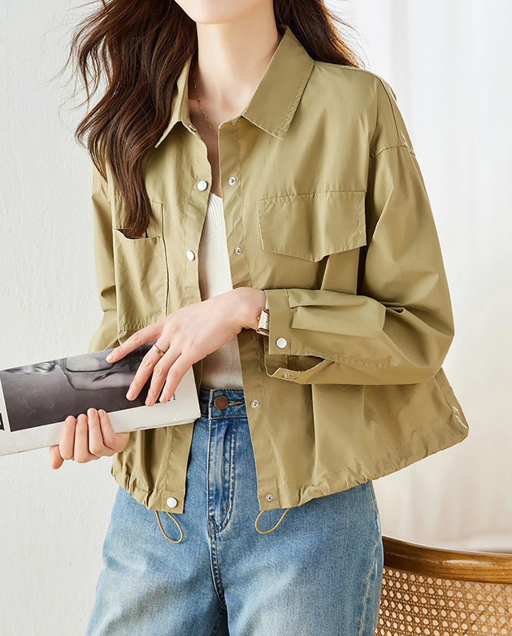 襯衫領休閒短款外套,evaviva,8C-HV7412,襯衫領休閒短款外套,周新品優惠,NEWARRIVAL