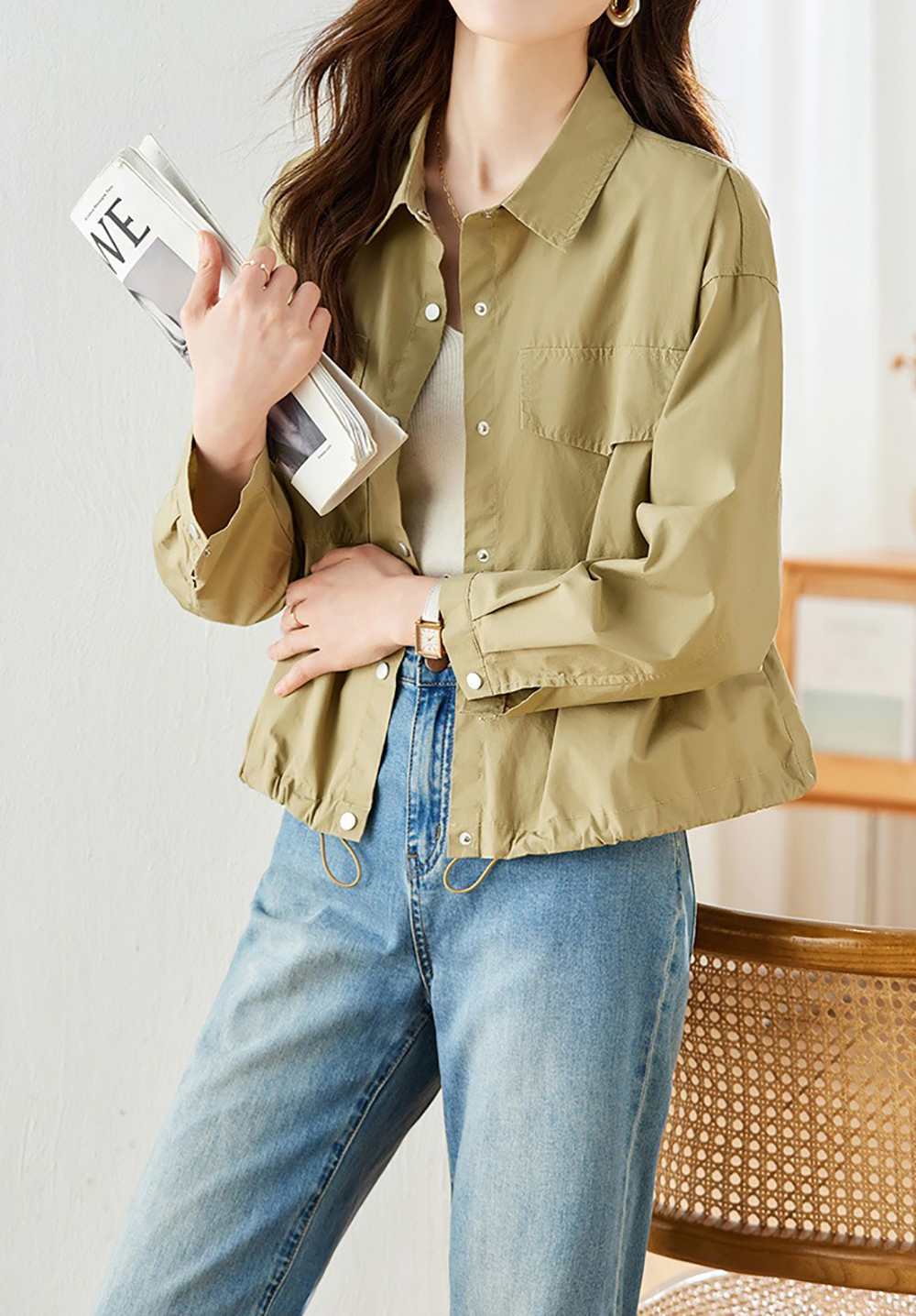 襯衫領休閒短款外套,evaviva,8C-HV7412,襯衫領休閒短款外套,周新品優惠,NEWARRIVAL