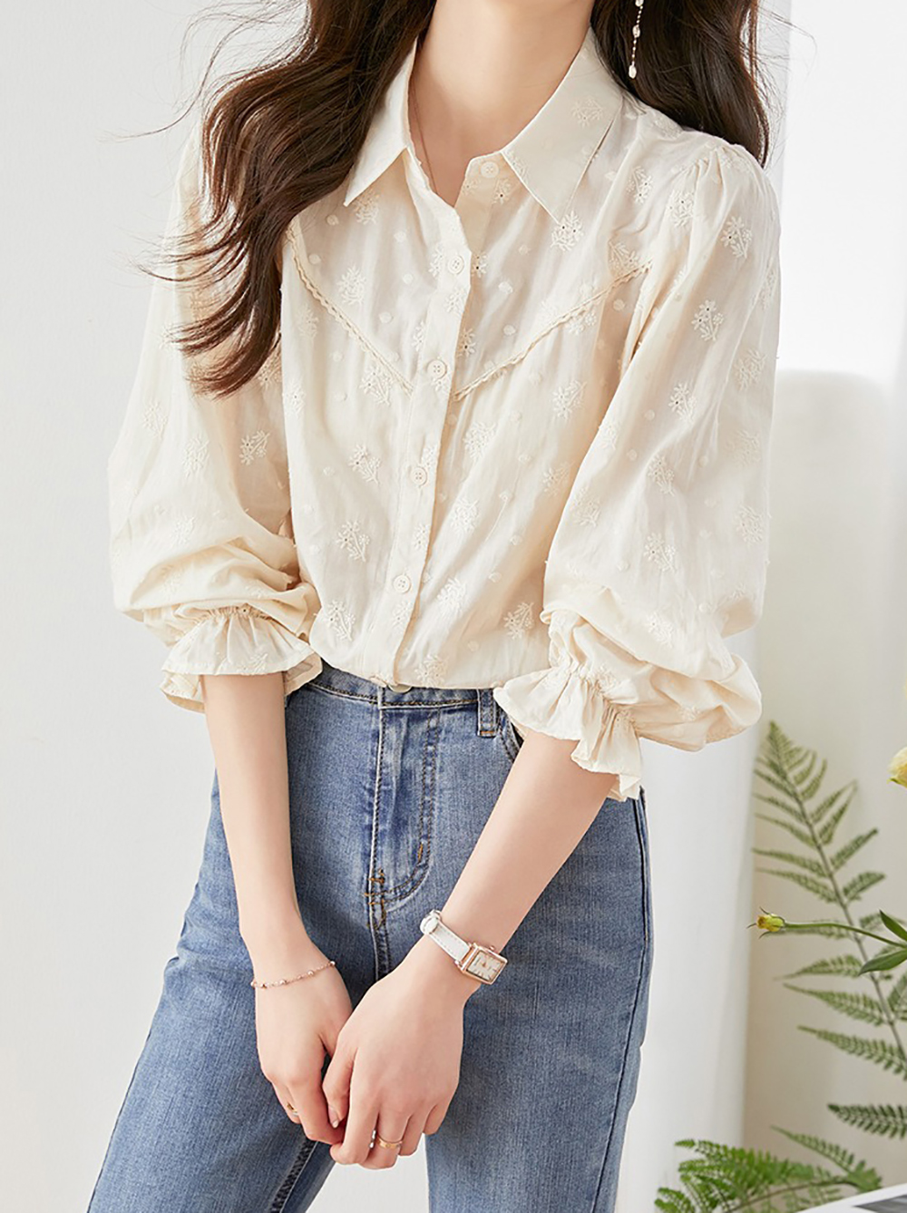 精緻刺繡純棉長袖襯衫,evaviva,8C-HV7413,精緻刺繡純棉長袖襯衫,周新品優惠,NEWARRIVAL