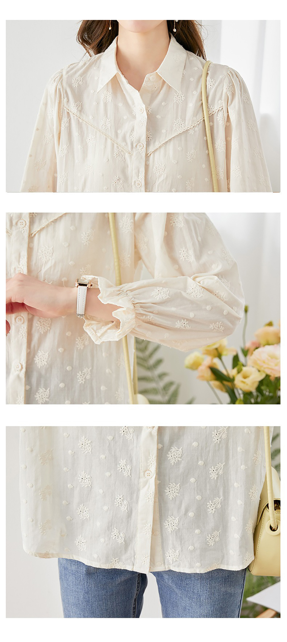 精緻刺繡純棉長袖襯衫,evaviva,8C-HV7413,精緻刺繡純棉長袖襯衫,周新品優惠,NEWARRIVAL