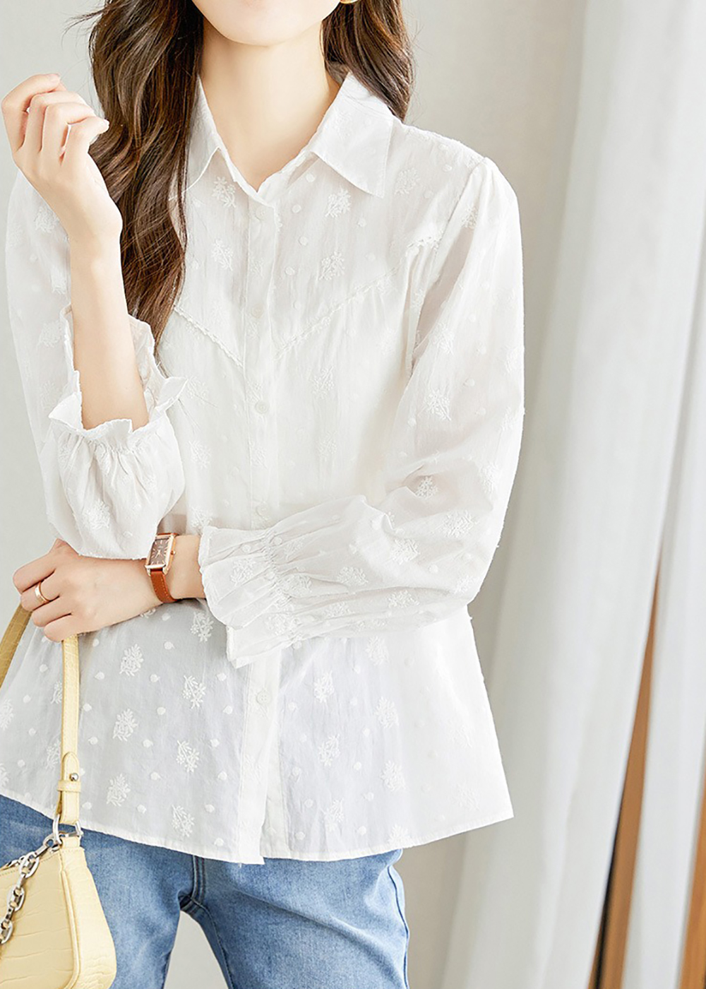 精緻刺繡純棉長袖襯衫,evaviva,8C-HV7413,精緻刺繡純棉長袖襯衫,周新品優惠,NEWARRIVAL