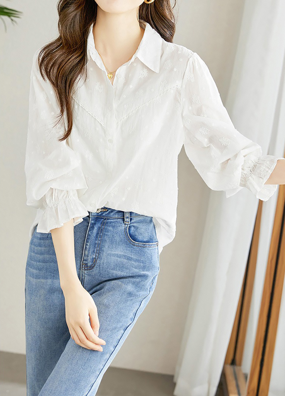 精緻刺繡純棉長袖襯衫,evaviva,8C-HV7413,精緻刺繡純棉長袖襯衫,周新品優惠,NEWARRIVAL