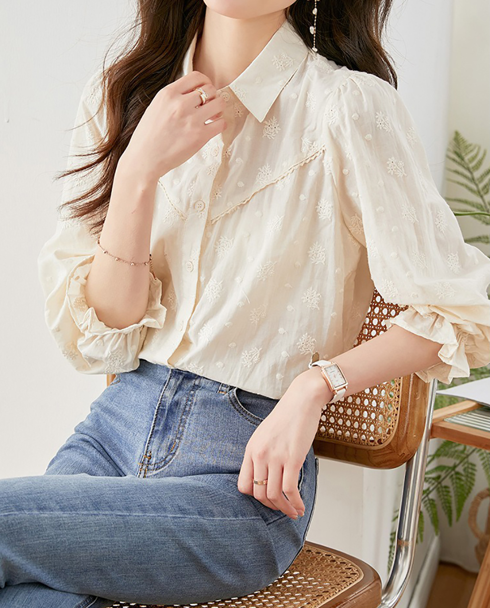 精緻刺繡純棉長袖襯衫,evaviva,8C-HV7413,精緻刺繡純棉長袖襯衫,周新品優惠,NEWARRIVAL
