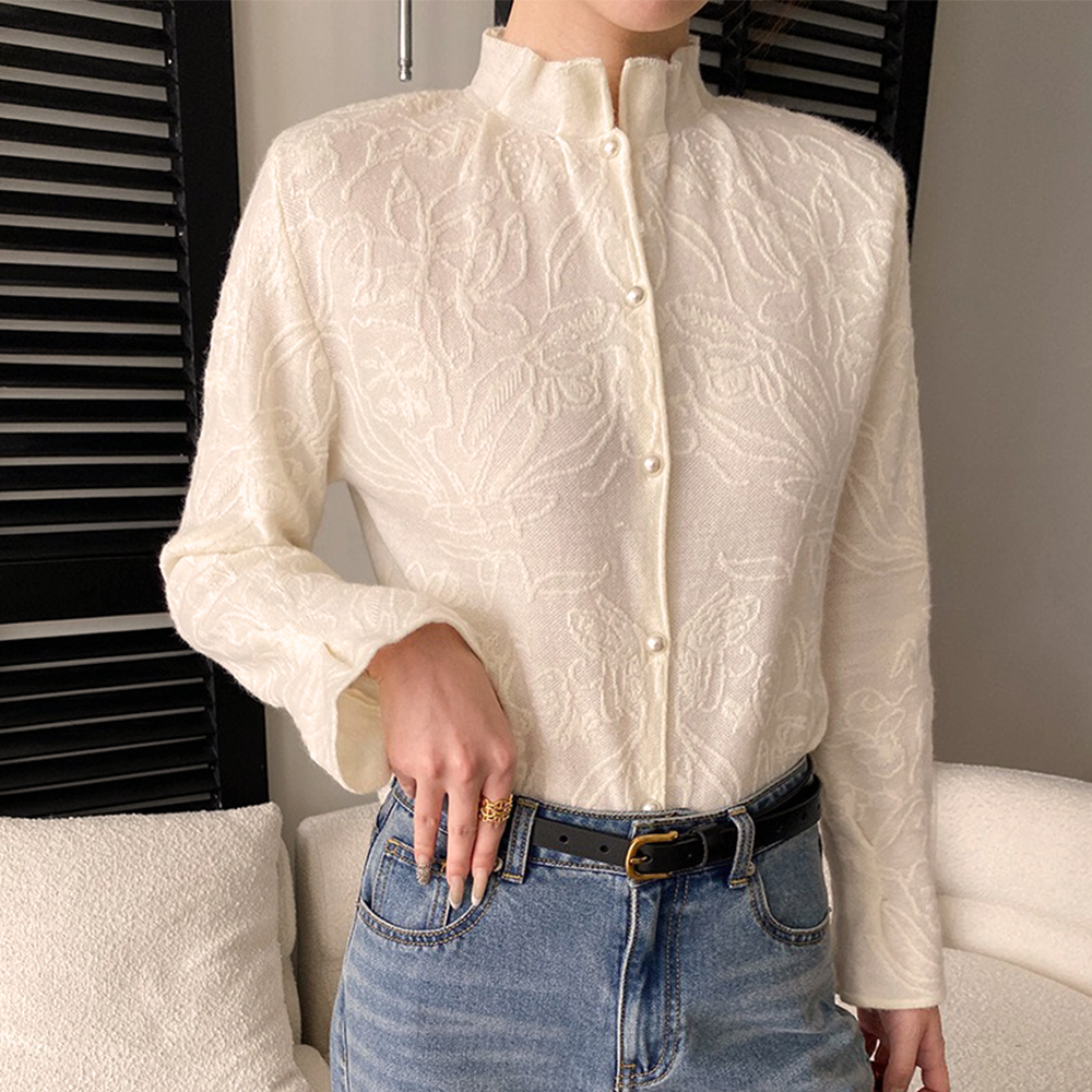 宮廷風提花針織上衣