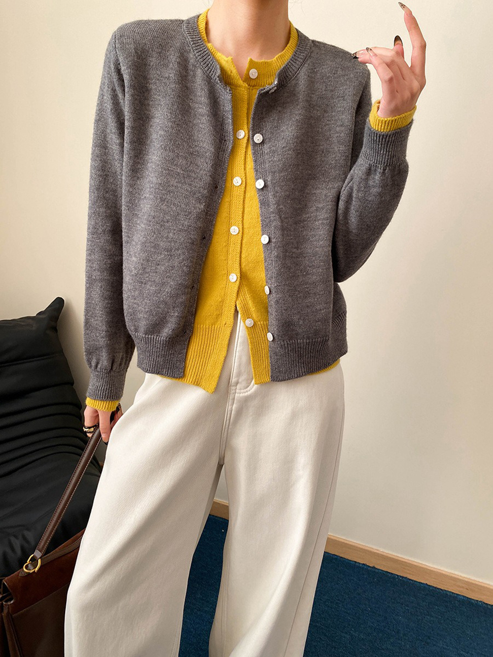 假兩件撞色開襟上衣,evaviva,4N-ZA09182,假兩件撞色開襟上衣,領500,999免運