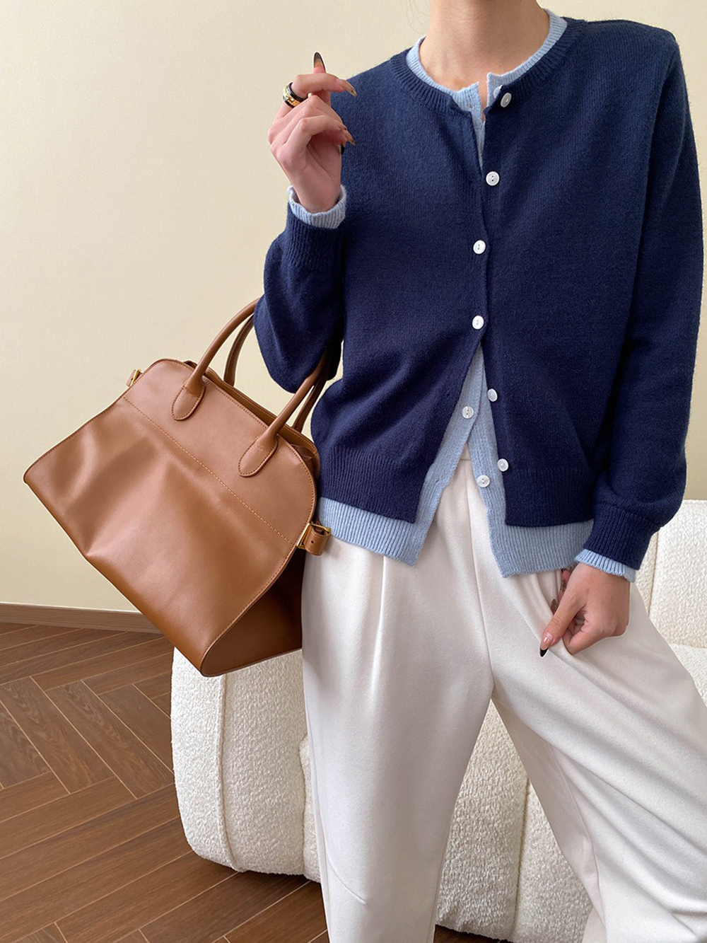 假兩件撞色開襟上衣,evaviva,4N-ZA09182,假兩件撞色開襟上衣,領500,999免運