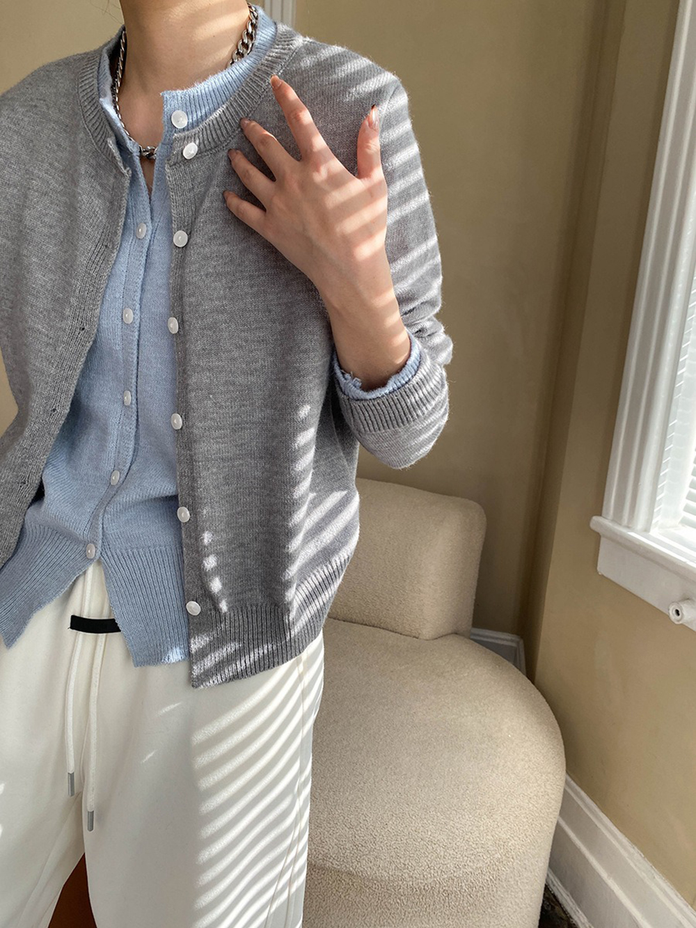 假兩件撞色開襟上衣,evaviva,4N-ZA09182,假兩件撞色開襟上衣,領500,999免運