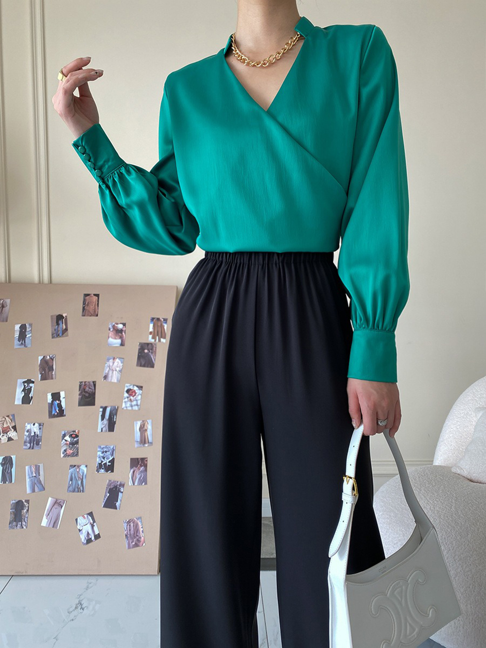 復古小立領緞面襯衫,evaviva,4N-ZA09194,復古小立領緞面襯衫,周新品優惠,NEWARRIVAL