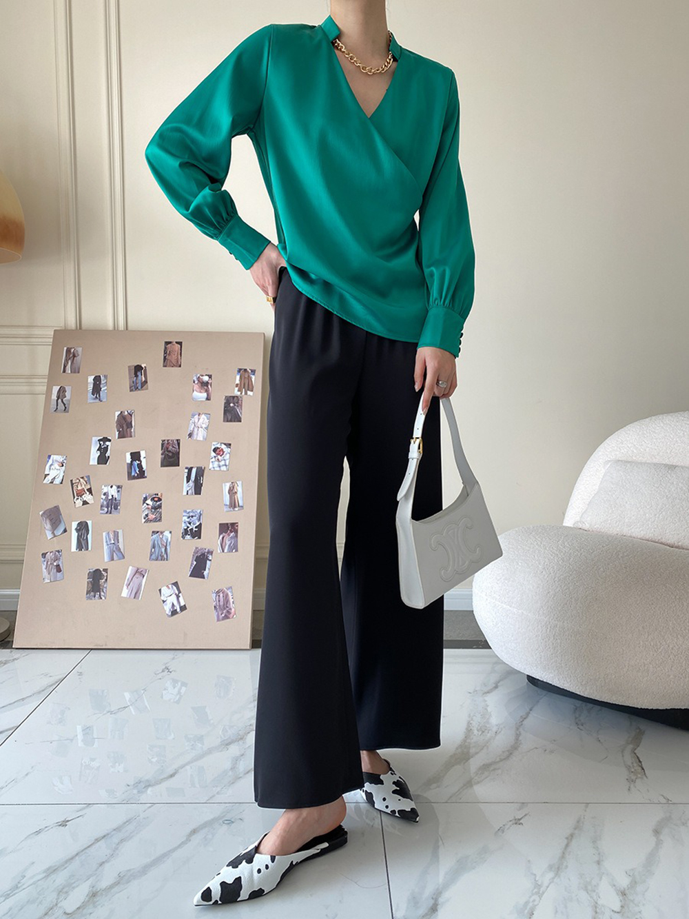 復古小立領緞面襯衫,evaviva,4N-ZA09194,復古小立領緞面襯衫,周新品優惠,NEWARRIVAL