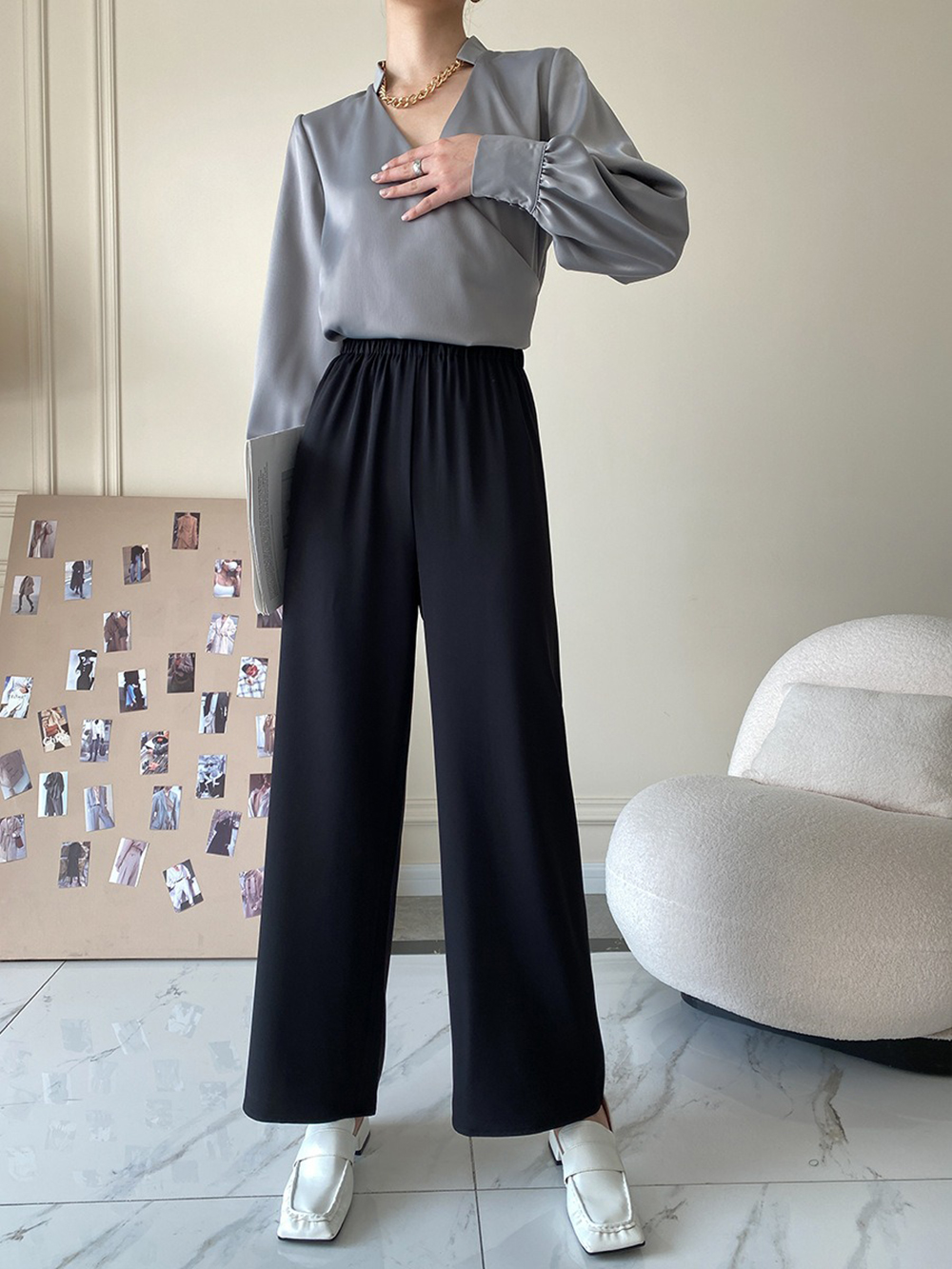 復古小立領緞面襯衫,evaviva,4N-ZA09194,復古小立領緞面襯衫,周新品優惠,NEWARRIVAL