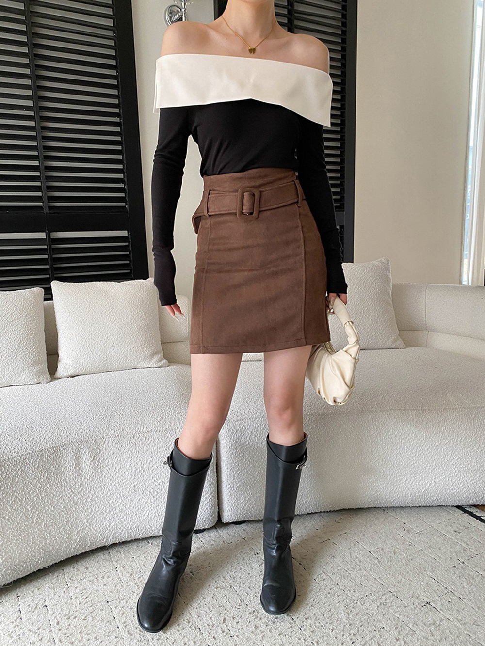 撞色拼接一字領上衣,evaviva,4N-ZA09196,撞色拼接一字領上衣,周新品優惠,NEWARRIVAL