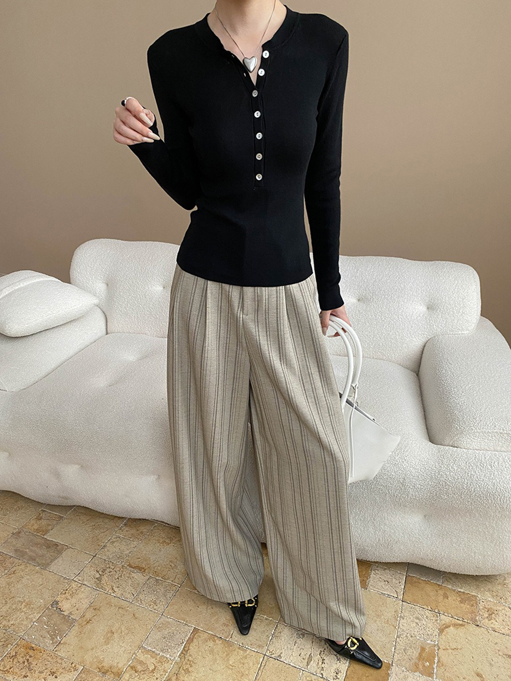 率性時尚條紋落地寬褲,evaviva,4N-ZB09181,率性時尚條紋落地寬褲,領500,999免運