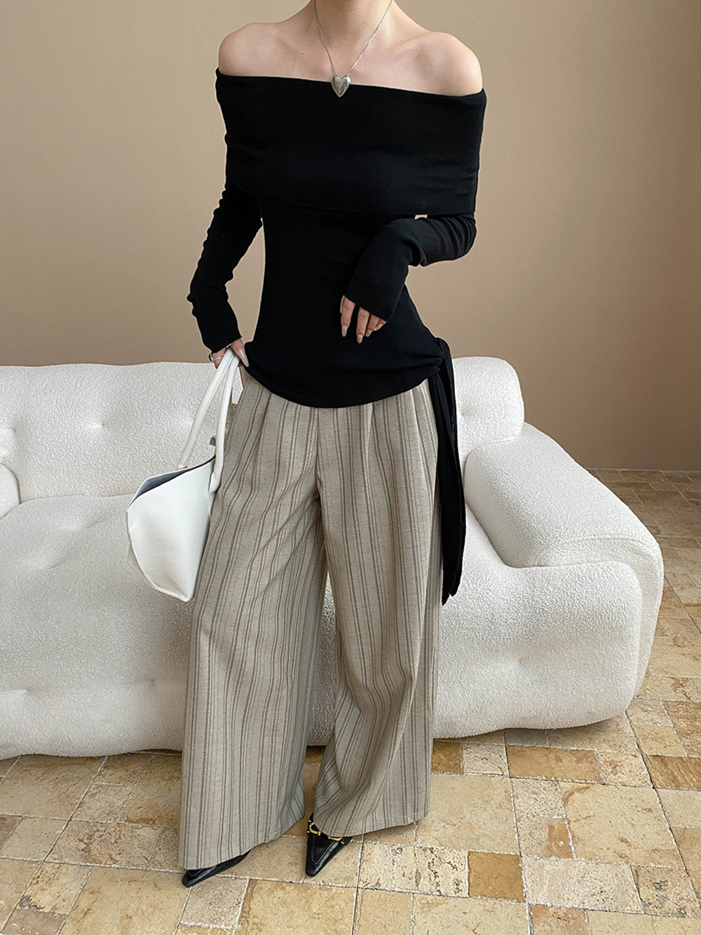 率性時尚條紋落地寬褲,evaviva,4N-ZB09181,率性時尚條紋落地寬褲,領500,999免運