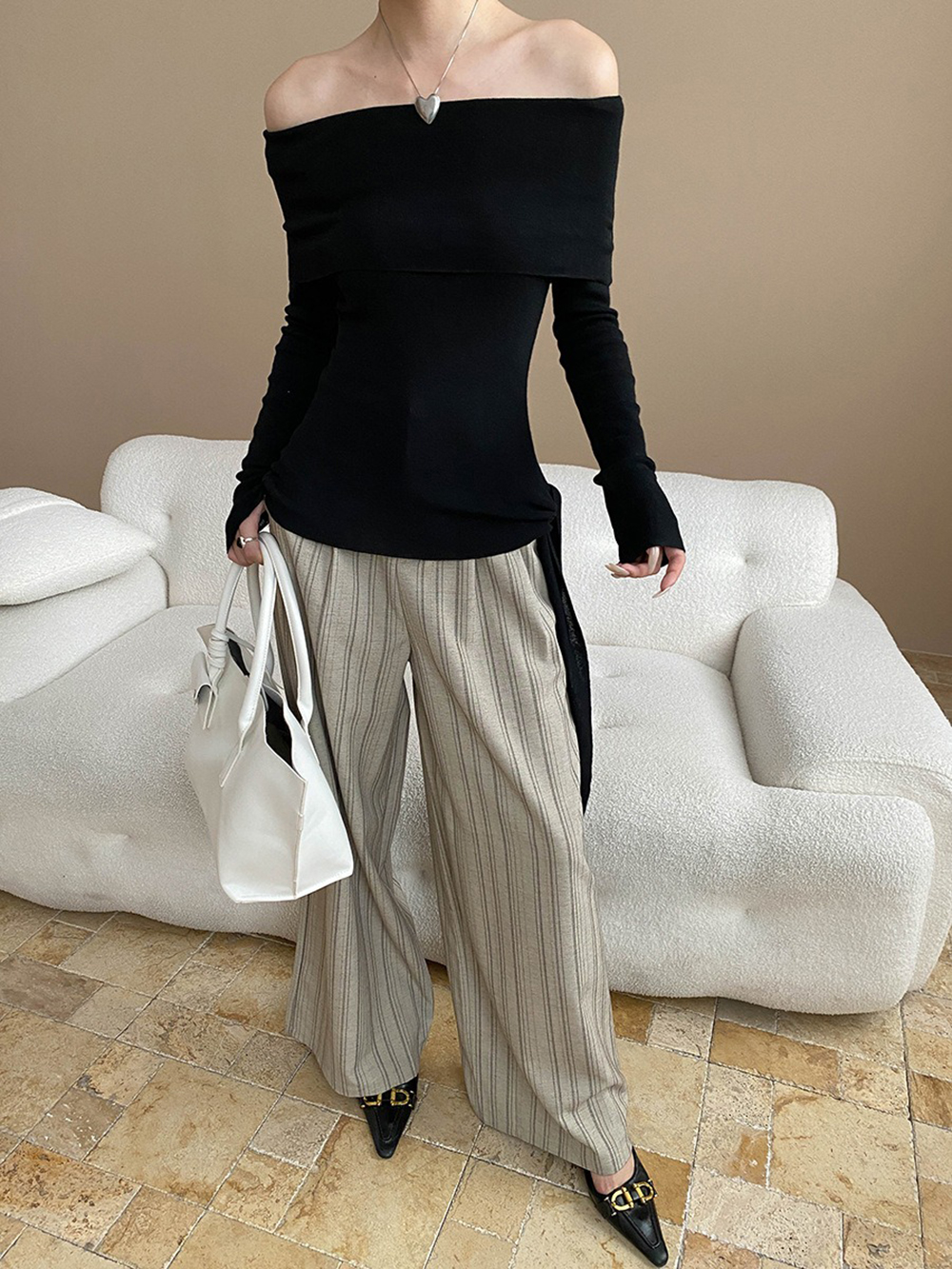 率性時尚條紋落地寬褲,evaviva,4N-ZB09181,率性時尚條紋落地寬褲,領500,999免運