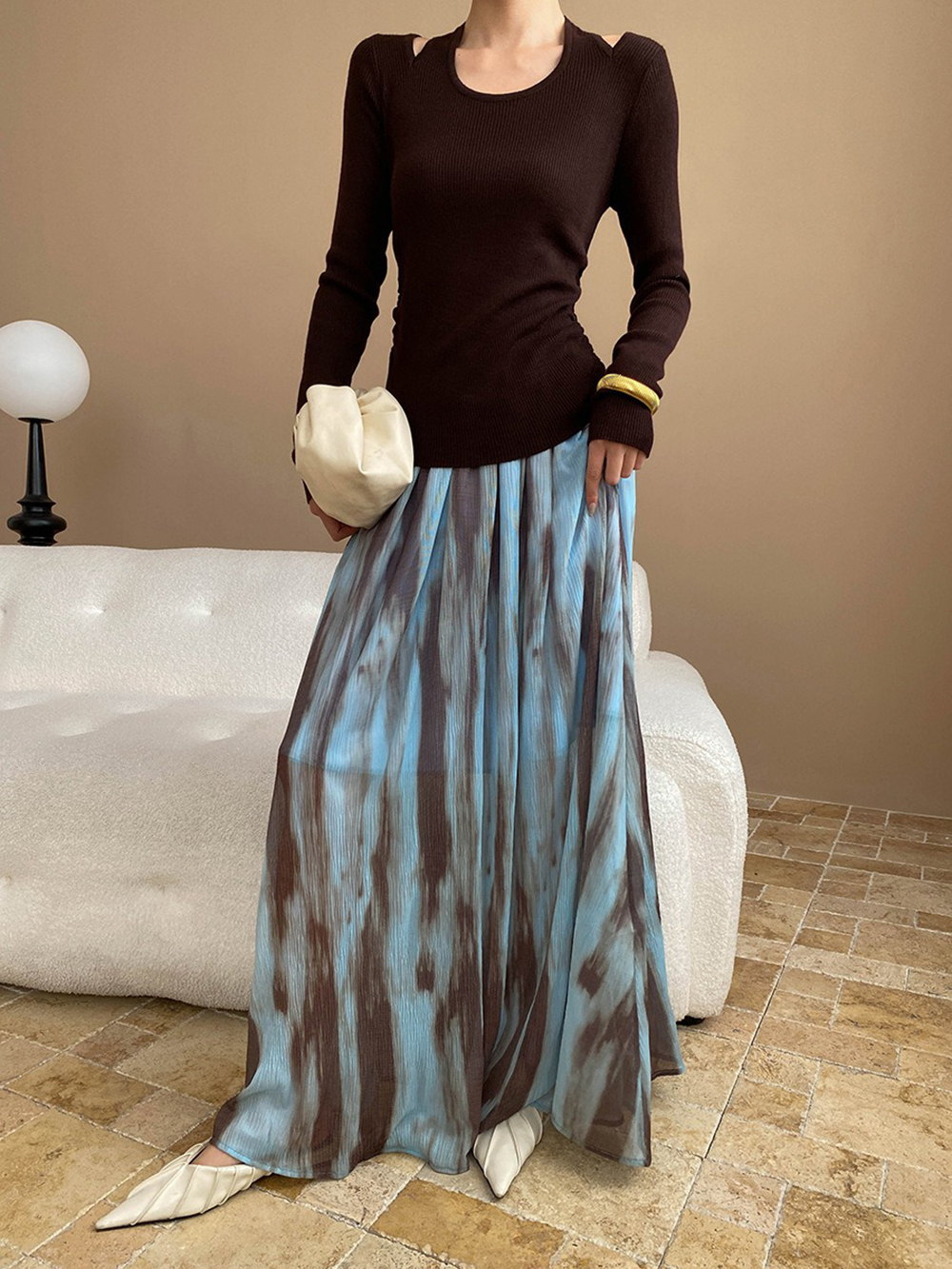 水墨暈染垂墜感長裙,evaviva,4N-ZC09191,水墨暈染垂墜感長裙,周新品優惠,NEWARRIVAL