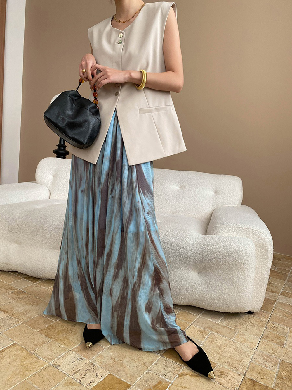 水墨暈染垂墜感長裙,evaviva,4N-ZC09191,水墨暈染垂墜感長裙,周新品優惠,NEWARRIVAL