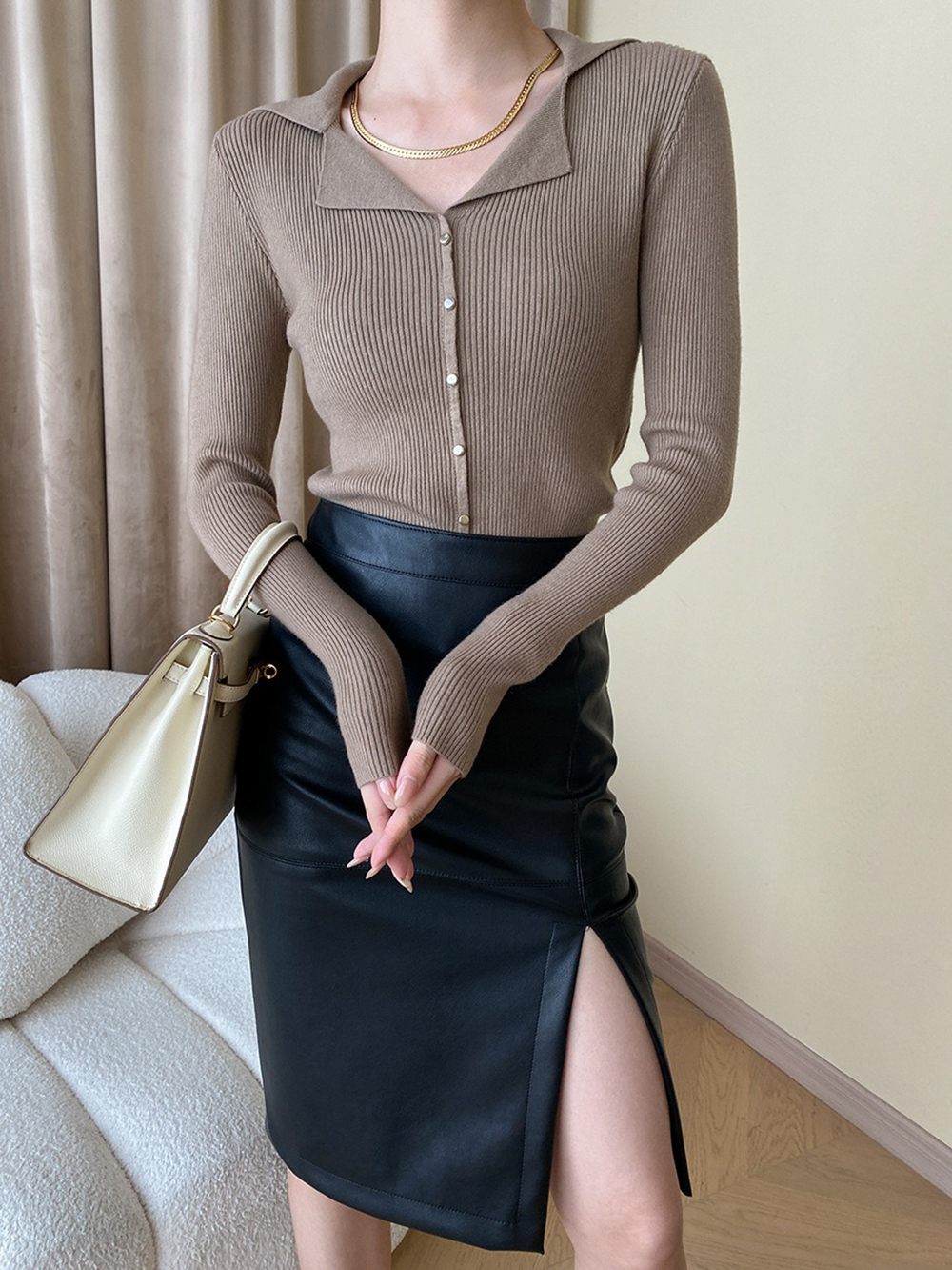 都會個性高腰開衩皮裙,evaviva,4N-ZC09192,都會個性高腰開衩皮裙,周新品優惠,NEWARRIVAL