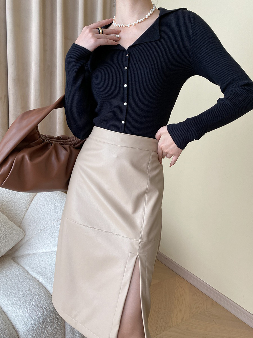 都會個性高腰開衩皮裙,evaviva,4N-ZC09192,都會個性高腰開衩皮裙,周新品優惠,NEWARRIVAL