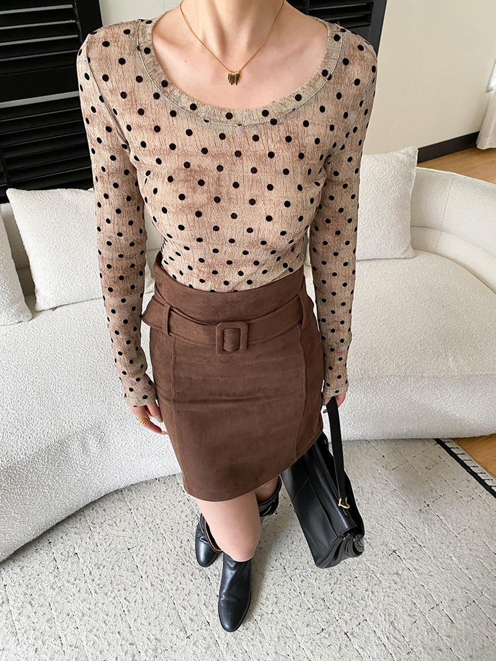 復古麂皮絨腰帶短裙,evaviva,4N-ZC09195,復古麂皮絨腰帶短裙,周新品優惠,NEWARRIVAL