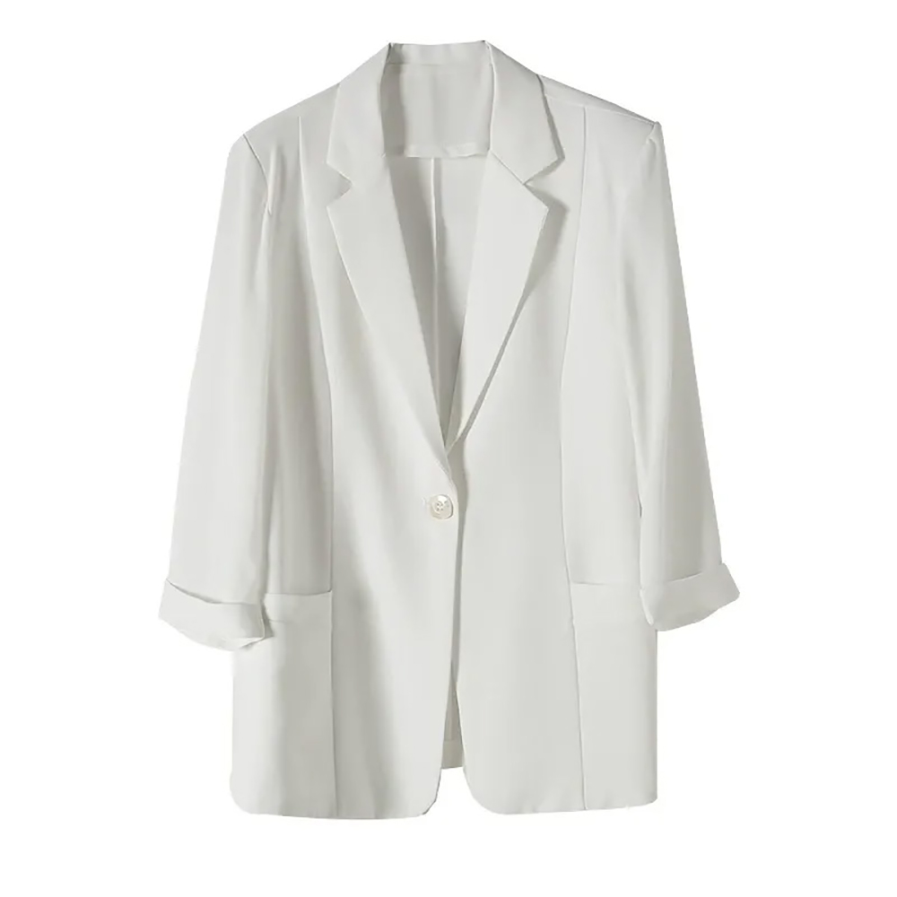 修身款七分袖西裝外套,evaviva,4N-ZF09197,修身款七分袖西裝外套,領500,999免運