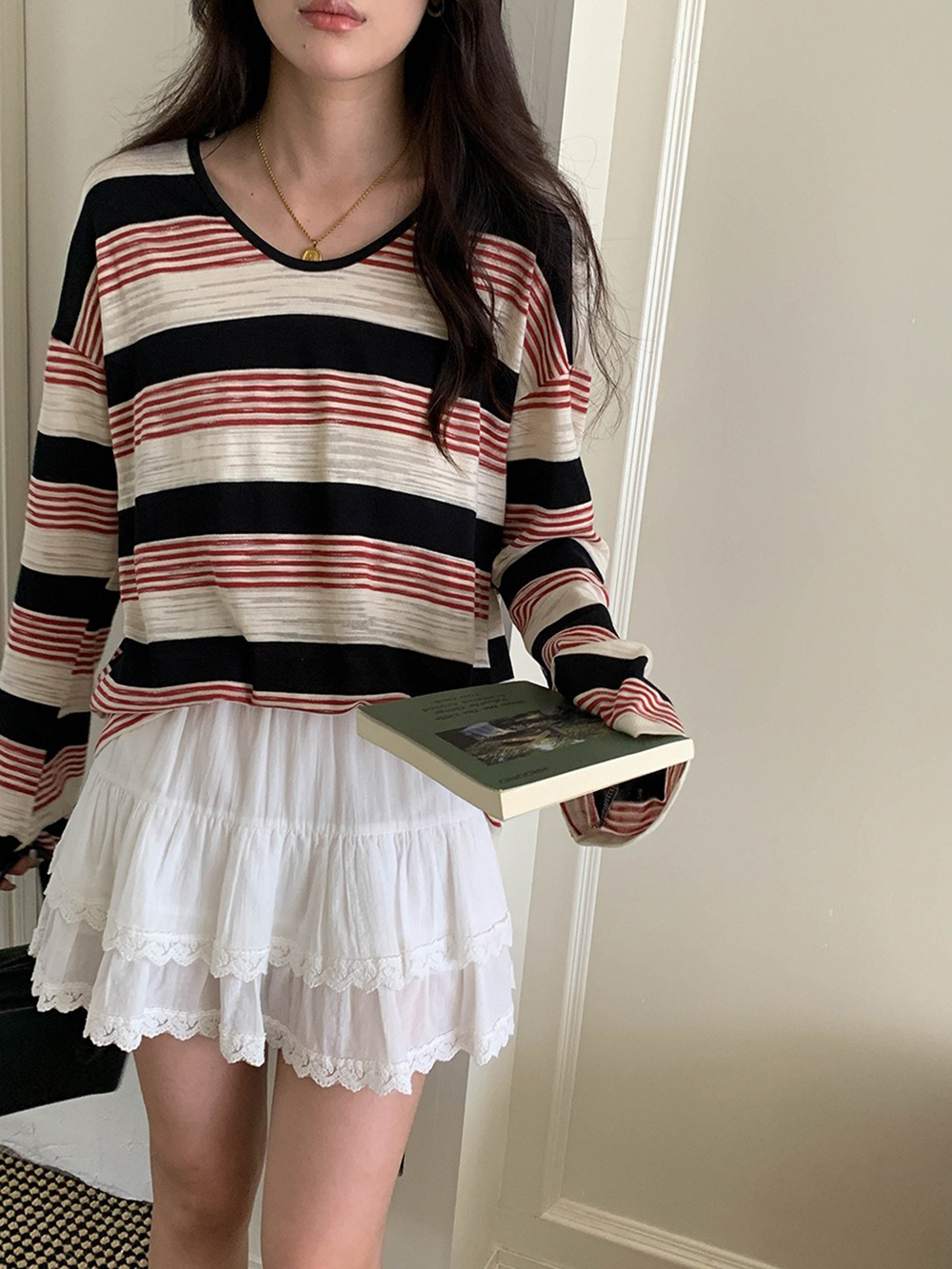 慵懶風撞色條紋上衣,evaviva,8C-GG7421,慵懶風撞色條紋上衣,周新品優惠,NEWARRIVAL
