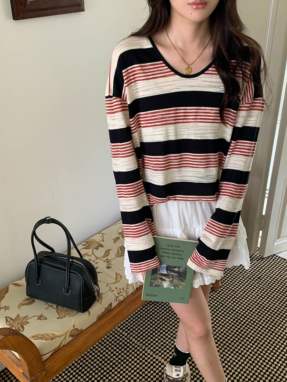 慵懶風撞色條紋上衣,evaviva,8C-GG7421,慵懶風撞色條紋上衣,周新品優惠,NEWARRIVAL