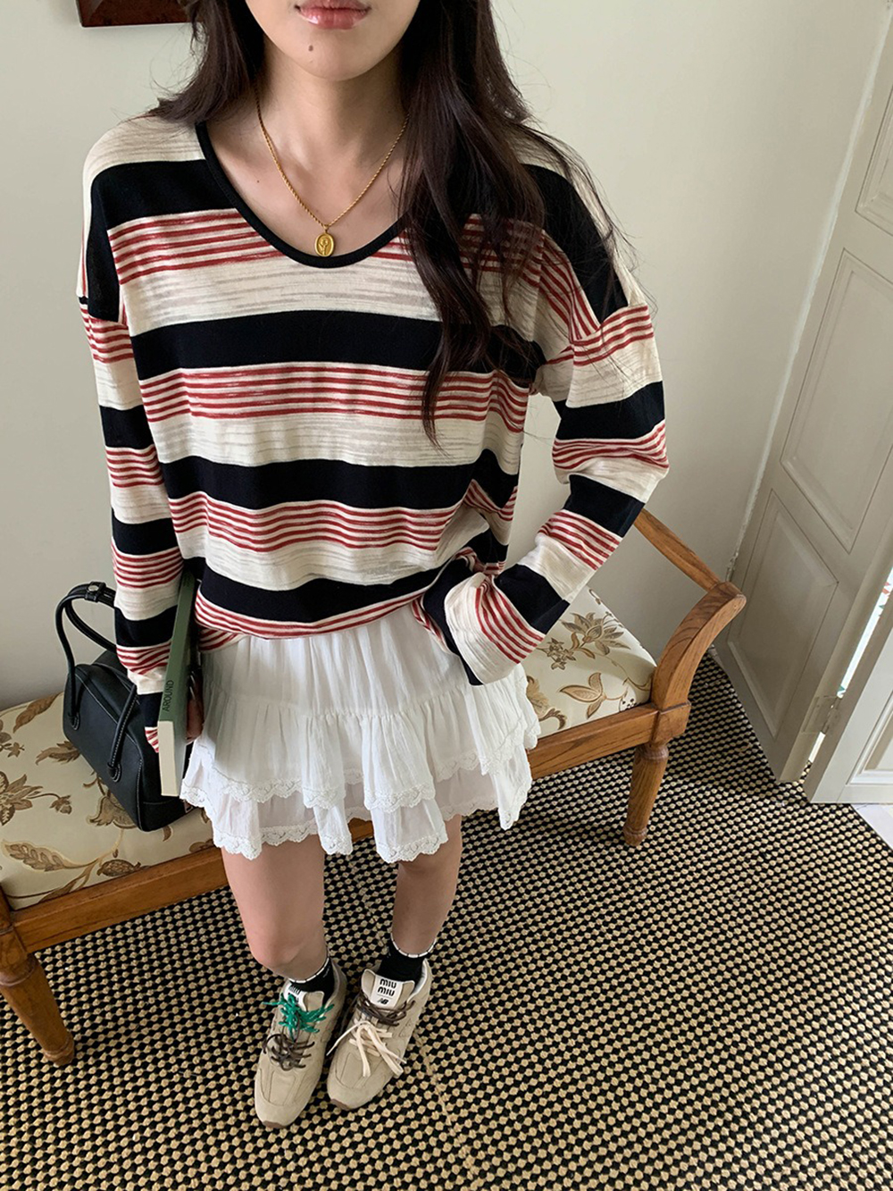 慵懶風撞色條紋上衣,evaviva,8C-GG7421,慵懶風撞色條紋上衣,周新品優惠,NEWARRIVAL