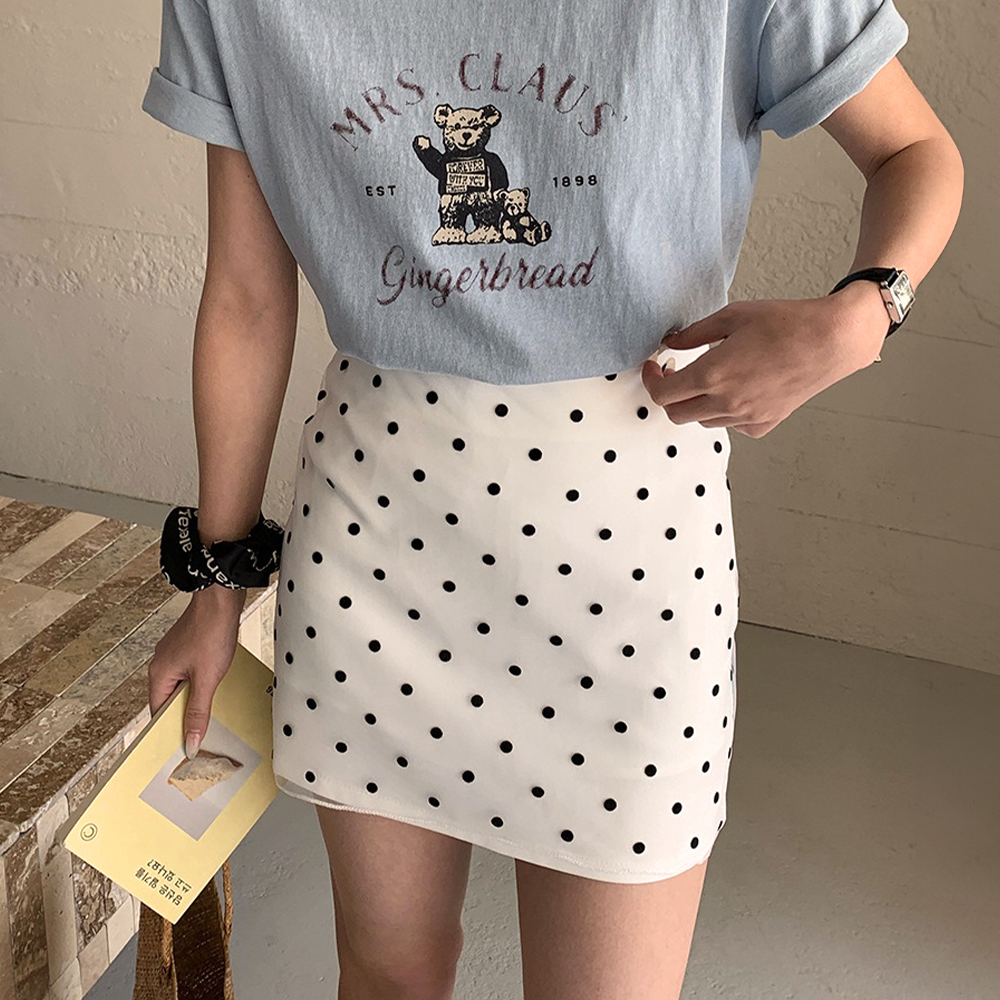 點點網紗拼接短裙