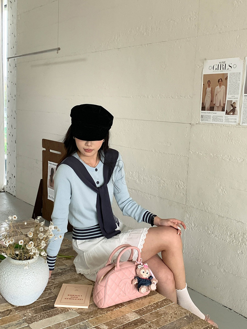 學院風披肩針織上衣,evaviva,8C-GG7425,學院風披肩針織上衣,領500,999免運