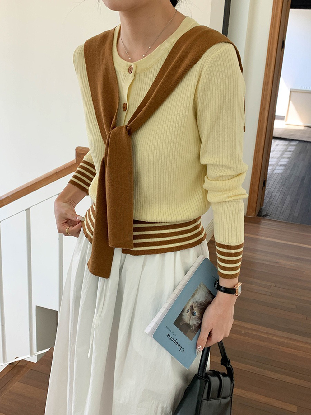 學院風披肩針織上衣,evaviva,8C-GG7425,學院風披肩針織上衣,領500,999免運