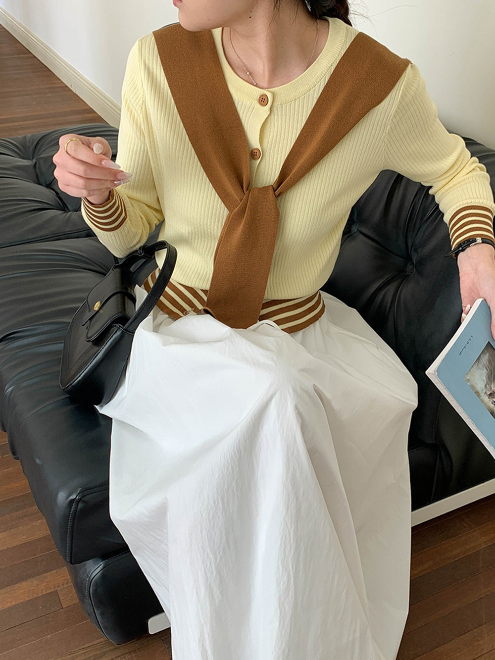 學院風披肩針織上衣,evaviva,8C-GG7425,學院風披肩針織上衣,領500,999免運