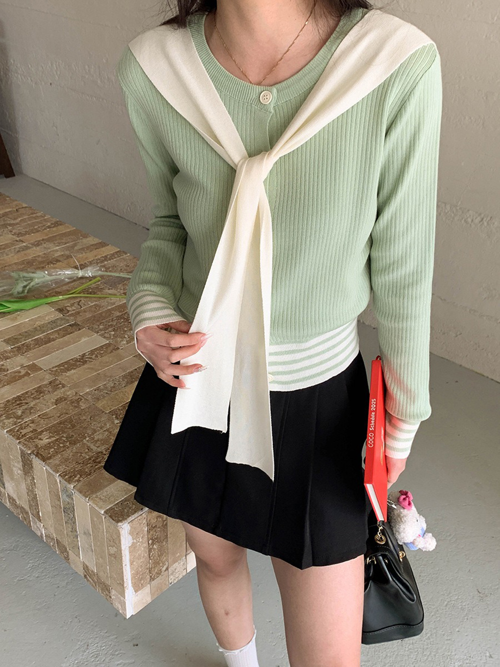 學院風披肩針織上衣,evaviva,8C-GG7425,學院風披肩針織上衣,領500,999免運