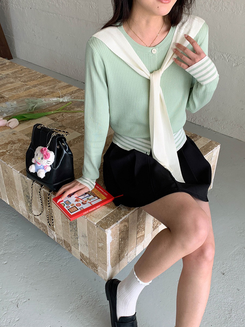 學院風披肩針織上衣,evaviva,8C-GG7425,學院風披肩針織上衣,領500,999免運